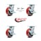 Service Caster 5 Inch Red Poly on Steel Caster Set with Roller Bearings 4 Brake 2 Swivel Lock SCC-30CS520-PUR-RS-TLB-BSL-2-TLB-2 - alternate 5
